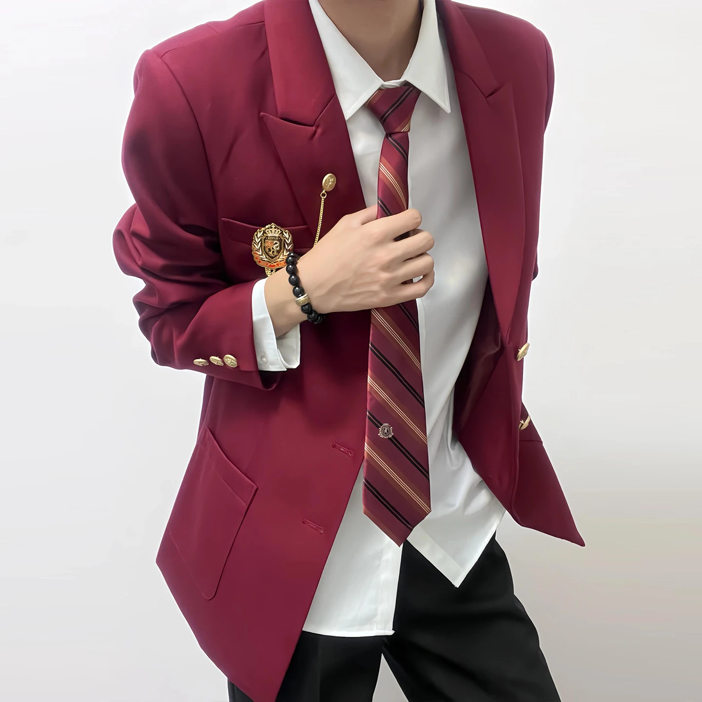 Japanese Style Suit Uniform Set Jacket for Men And Women Red College Style Graduation Class Uniform High School Student Outfit