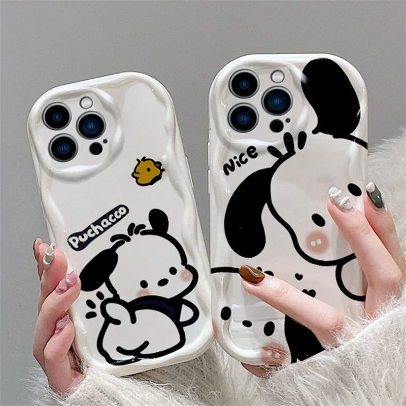 Sanrio My Melody Pochacco Soft Cute Phone Case For IPhone 15 14 13 12 11 Pro Max X XR XS 8 7 Plus SE 2020 Wavy Shockproof Cover