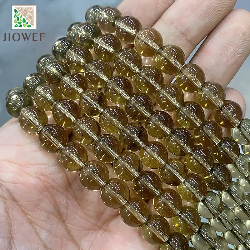 Smooth Brown Crystal Quartz Beads Round Loose Beads For Jewelry Making DIY Handmade Bracelet Necklace 15'' Strand 4/6/8/10/12mm