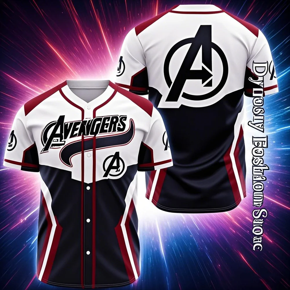 

Marvel Avengers Baseball Jersey Shirt Men Summer Vintage Baseball Uniform Male Sports Tops Casual Clothing High Street Outfit