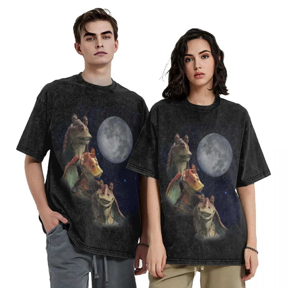 Drie Jar Jar Maan T-Shirt Oversized Grafische T-Shirt Vintage Shirts Grafisch T-Shirt Heren T-Shirt