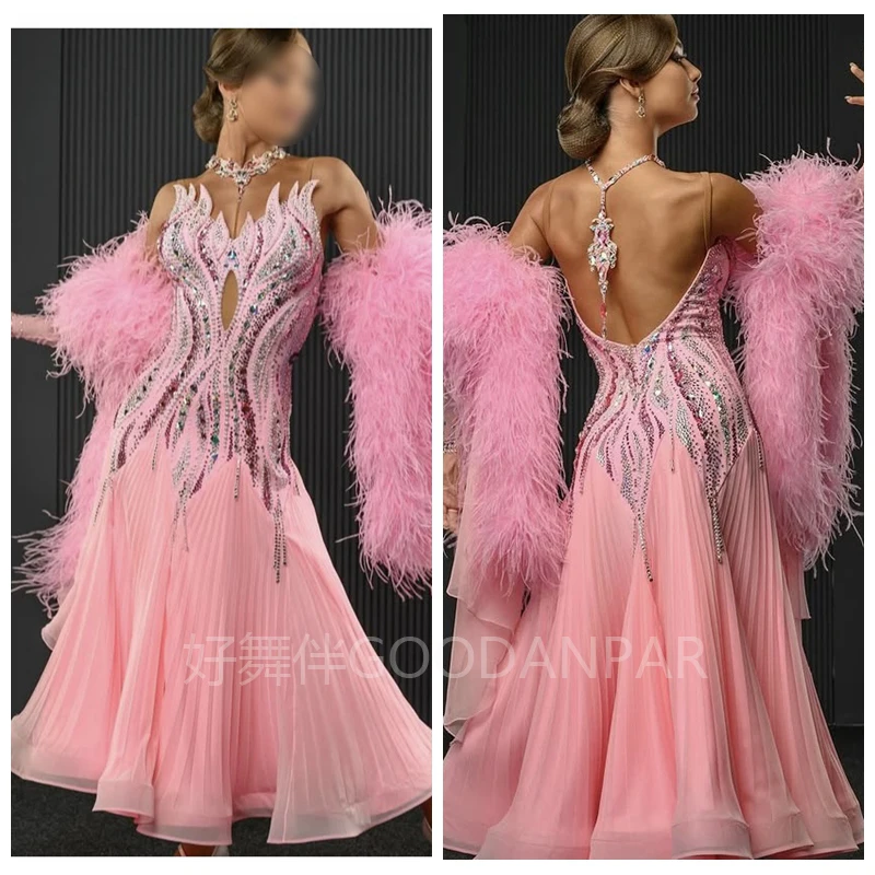 

Новое стандартное платье для бальных танцев 2025 года, костюм для соревнований для женщин и девочек, лайкра, вальс, сценический костюм