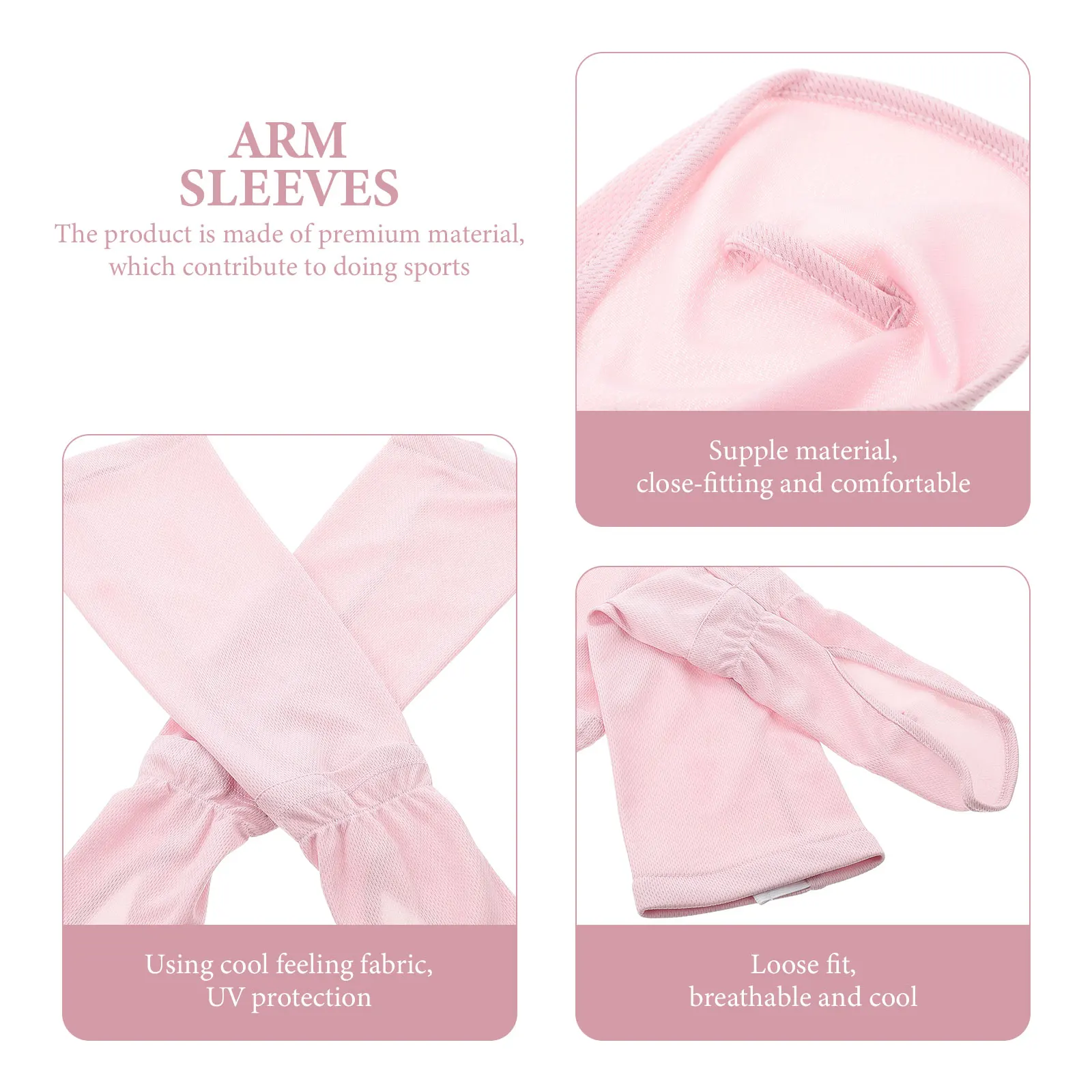 

Summer Protective Arm Covers Sunscreen Sleeves Pink Ice Cooling Long Arm Protectors Adjustable Lightweight