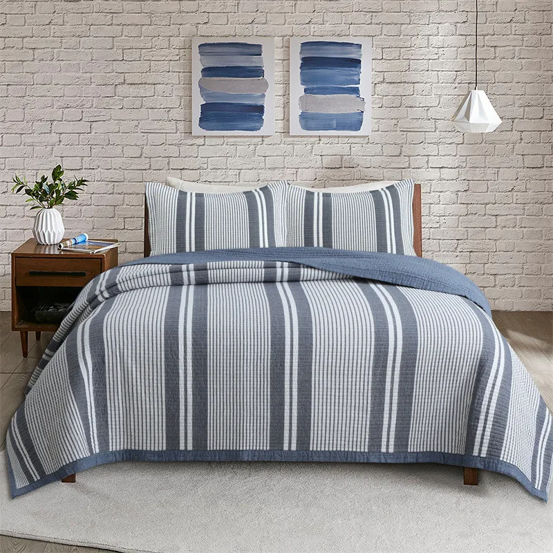 Waffle Plaid Cotton Quilt Set 3PCS Stripe Bedspread On The Bed Queen King Size Summer Quilt Comforter Blanket Quilted Bed Covers