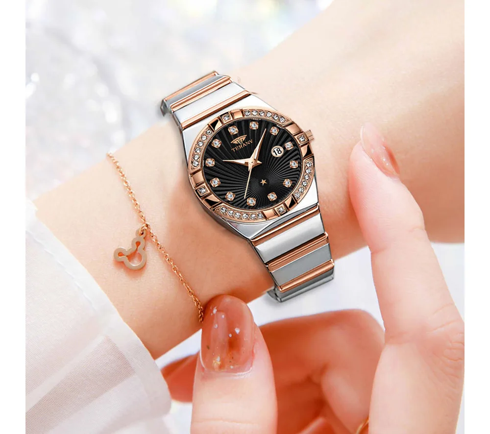 

Fashionable new women's calendar watch, fashionable alloy luminous watch, quartz watch