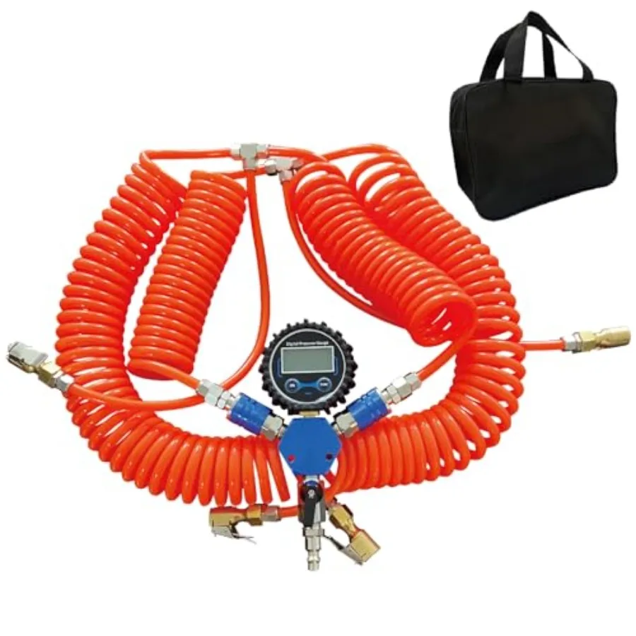 

4 Tire Inflation Deflation System with 4 Way Tire Inflation Capability Integrated Closed Flow Air Chuck and Digital Tire Pressu