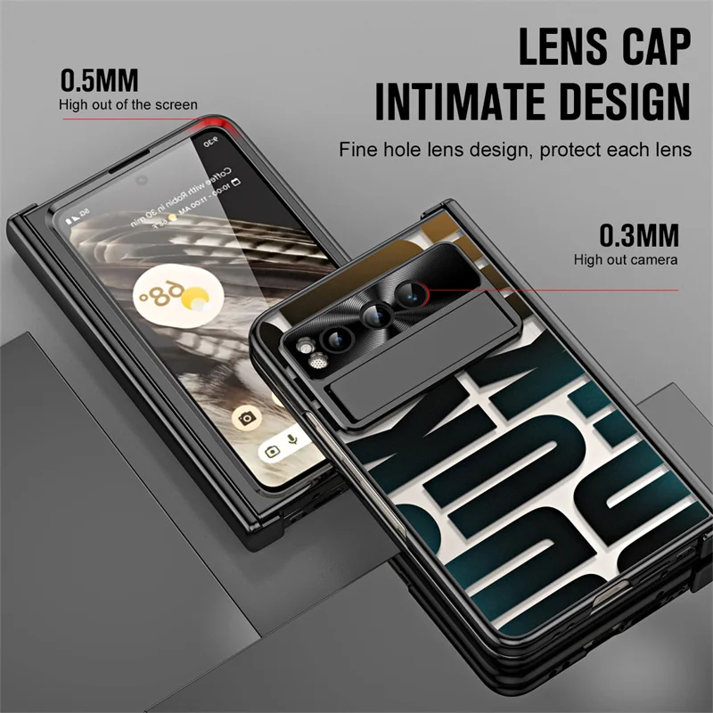 Luxury PC Hinge Bracket Folding Phone Case For Google Pixel Fold 5G With Pen Slot Screen Glass All Inclusive Protective Cover