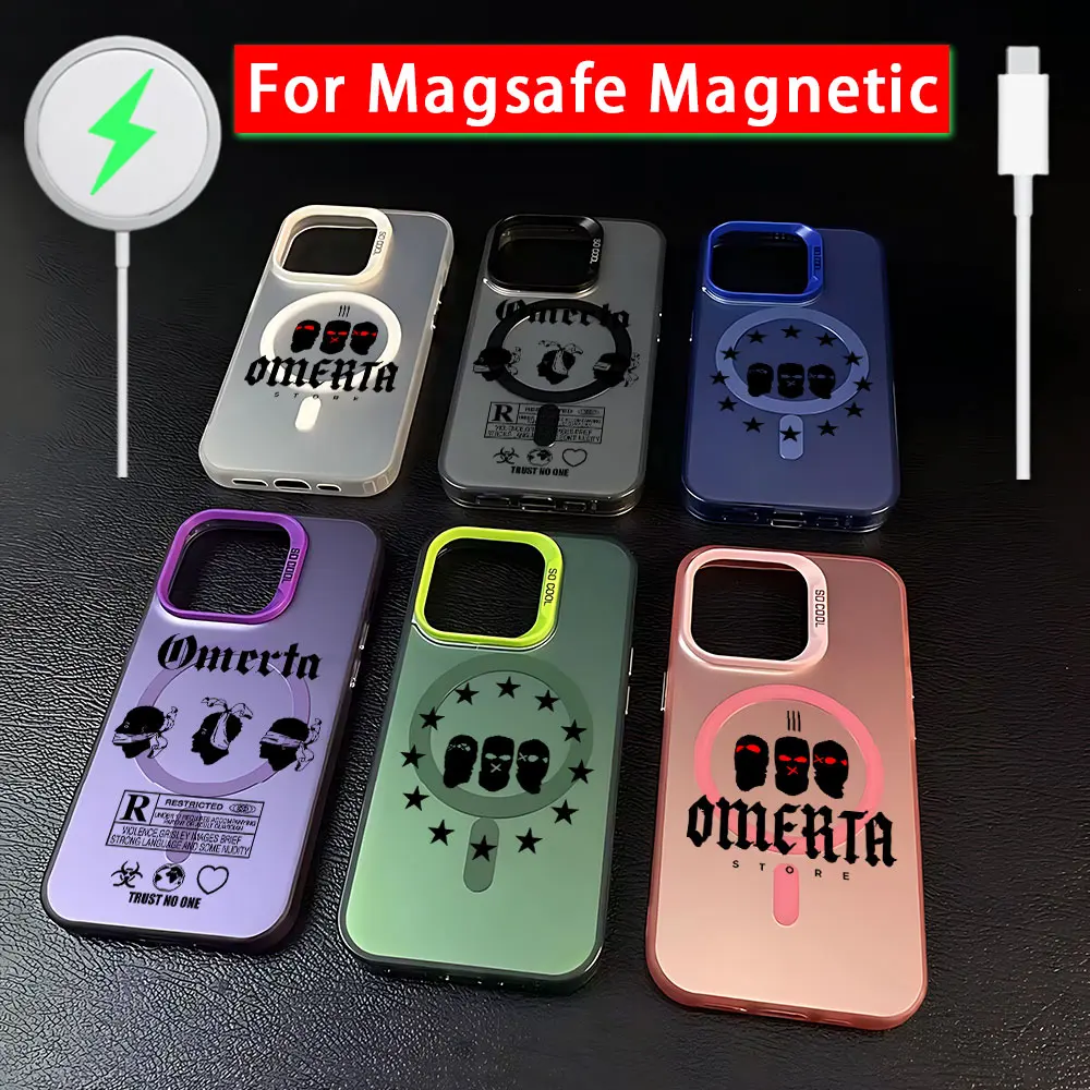 

Модный магнитный чехол O-Omerta Maes Magsafe для iPhone 11, 12, 13, 14, 15, 16 Pro Max Plus, мягкая посеребренная задняя крышка с защитой от падения