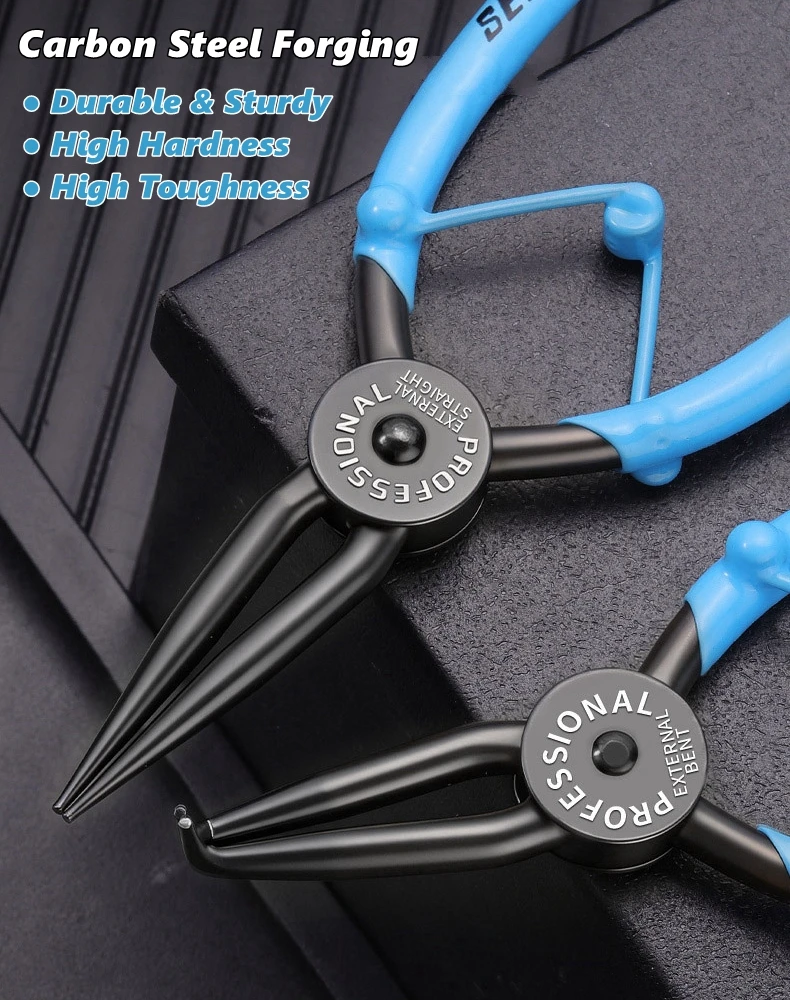 Circlip Pliers 7 Inch Heavy Duty Straight Elbow Type Snap Ring Pliers Anti-slip Handle for Motorcycle Auto Repair Tool view 5