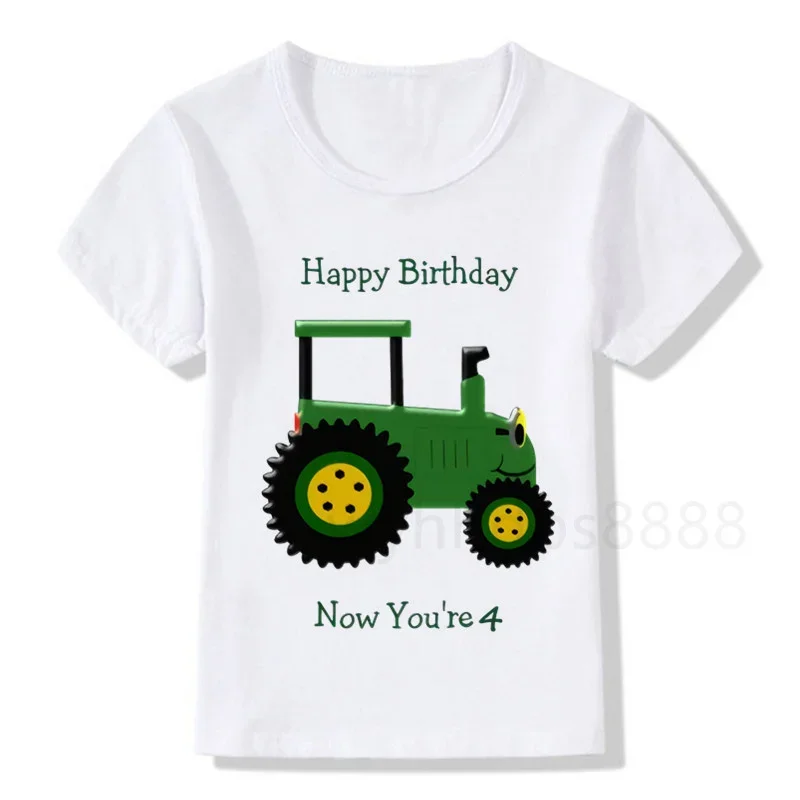 

Boy 1-10 Car Birthday Number Print T Shirt Excavator Children Birthday Boy T-shirts Boy&Girl Funny Gift Tshirt Cute T Shirt