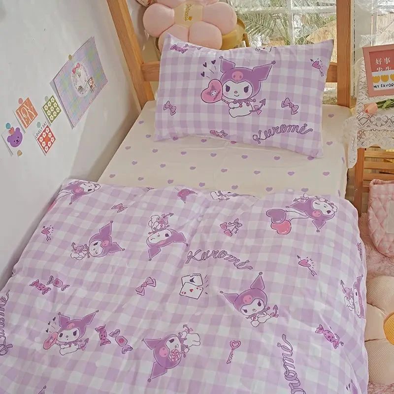 Imagem -03 - Sanrio Anime Series Lilac Duvet Cover Desenhos Animados Kuromi Conjunto de Cama Bonito Fronha Presente de Aniversário Infantil Decorações do Quarto