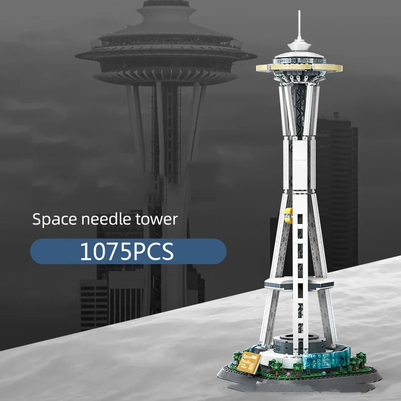 Creative Seattle United States Modern Architecture Building Block Space Needle Tower Construction Model Brick Toy For Gift