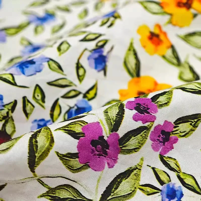 2024 neue Europa und Amerika Bunte Kleine Blume Gedruckt Baumwolle Stoff Für frauen Sommer Kleid Bluse DIY Clth Nähen material