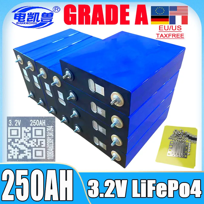 

A-grade original new 3.2V 320AH 250ah LiFePo4 battery DIY 12V 24V 48V RV EV marine solar storage rechargeable battery duty-free