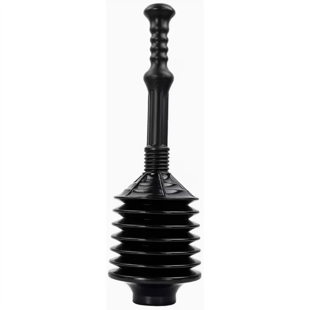 

High Pressure Bellows Toilet Plunger for Heavy Duty Clogs – Universal Fit Power Plunger with 21" Handle for Toilets & Drains