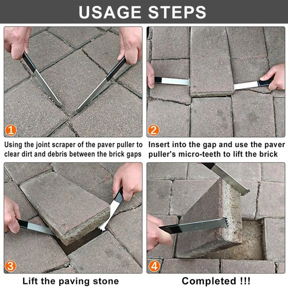 

Paver Puller Tool Gripper Slots for Easy Lifting Paver Puller Extractor Tool with Joint Scraper for Garden Patio Block for Easy