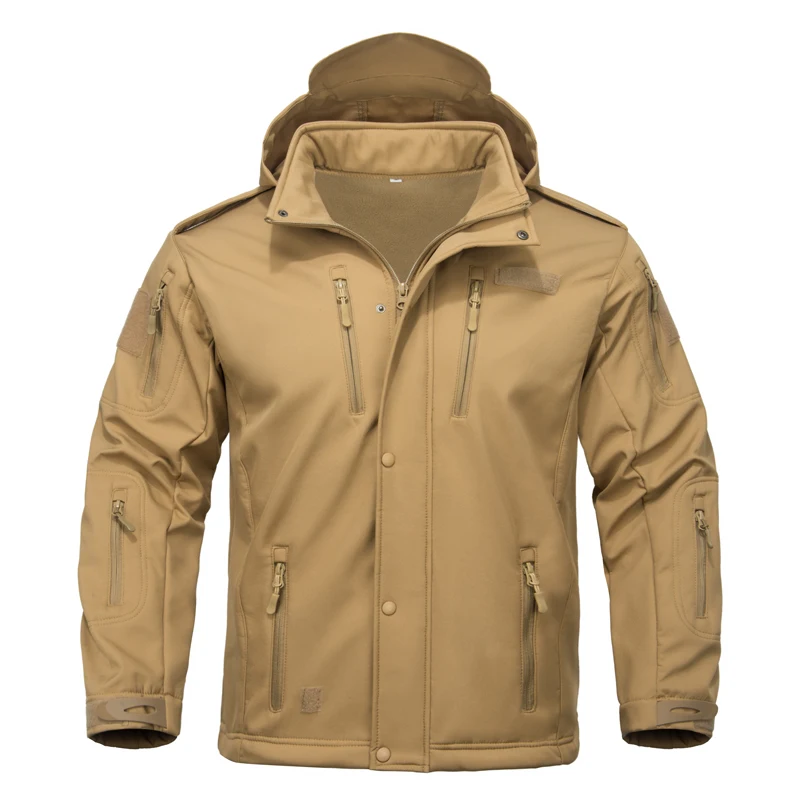 Autumn Winter Mens Army Tactical Jackets Men Softshell Warm Waterproof Action Jacket Men Windbreaker Work Hooded Coats Clothing