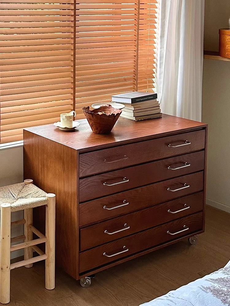 A  Antique Style Living Room Bedroom Storage Cabinet Retro Style Sideboard Cabinet with Pulley