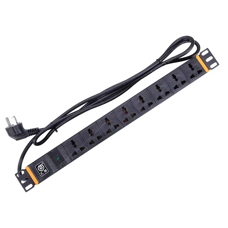 8-Outlet Rack Mount PDU Metal Power Distribution Unit IP66 Rated CE Certified Low Voltage Universal 10A 16A Sockets for Server