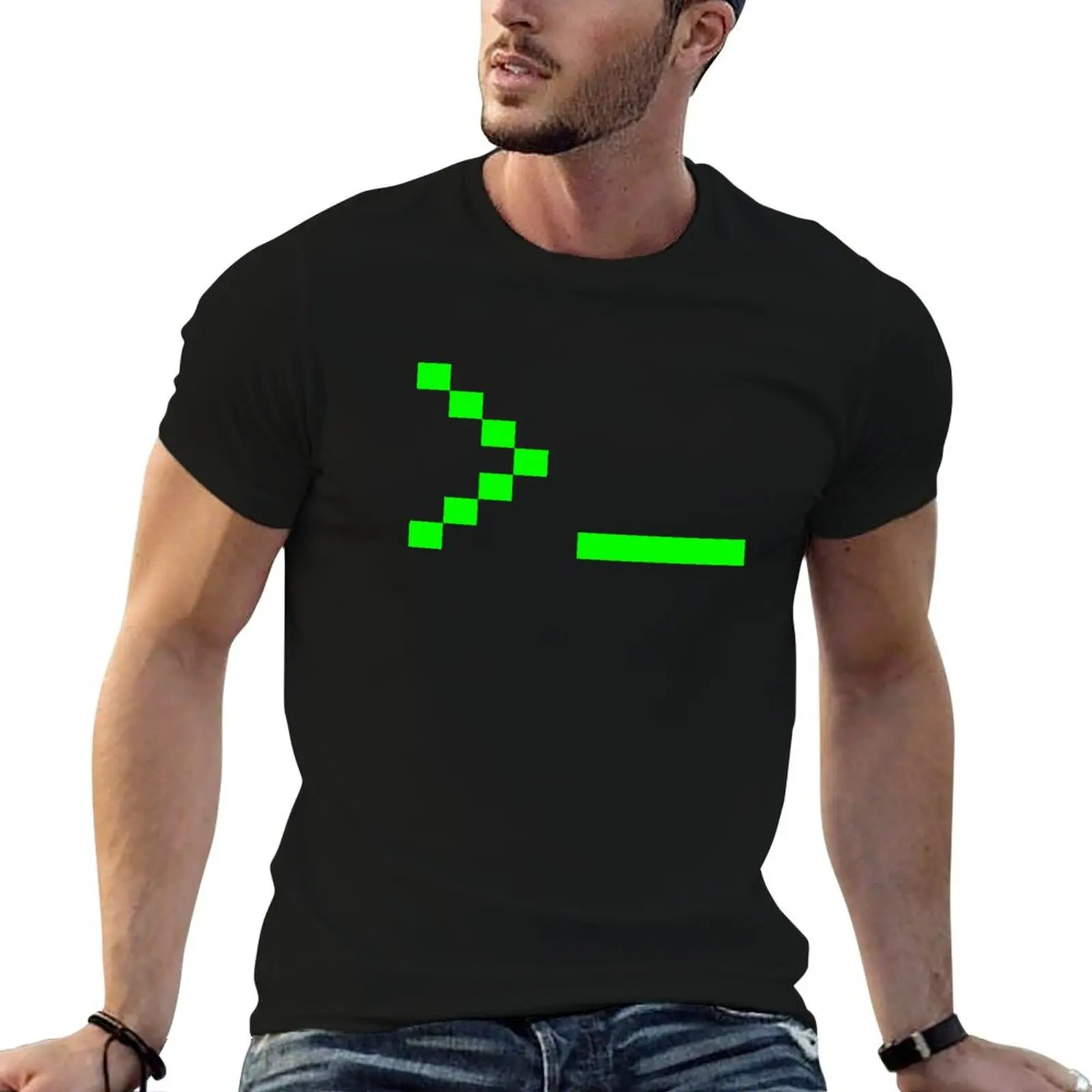 Old School Computer Text Input Prompt T-Shirt Minimalist Casual Short Sleeve Top