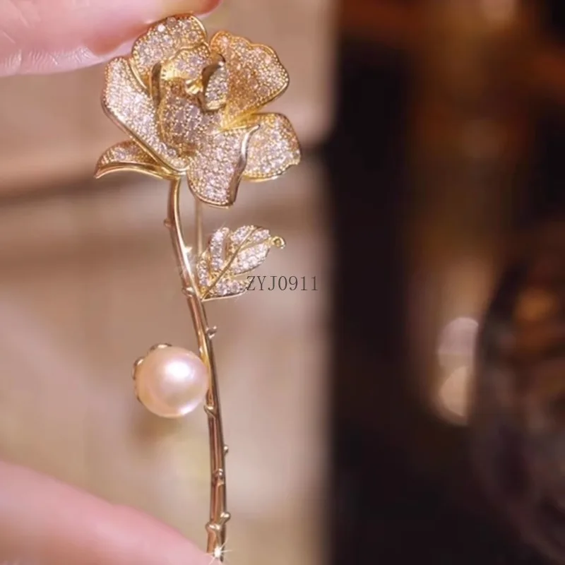 Retro Gold Rose Blume Brosche Brosche Brosche Design Sinn Nische Luxus Temperament Zubehör