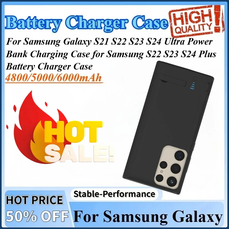 

4800/5000/6000mAh Battery Case For Samsung S22 S23 S24 Plus For Samsung S21 S22 S23 S24 Ultra Power Bank Battery Charger Case