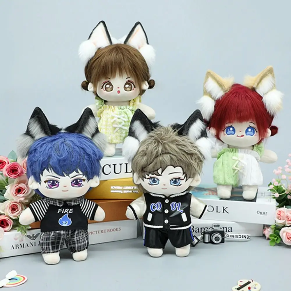 

Hairband 20cm Plush Doll Headwear Ear Cat Wolf Ears Black White Idol Doll Headwear Cat Ear Tails Soft Headwear for Cotton Doll