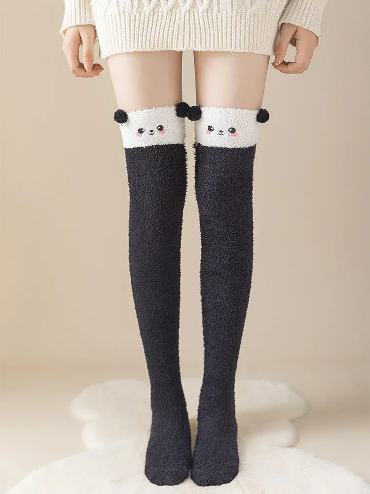 Womens Fuzzy Socks Slipper Winter Fluffy Comfy Cozy Socks Cabin Warm Home Socks Cute Knee High Socks view 2