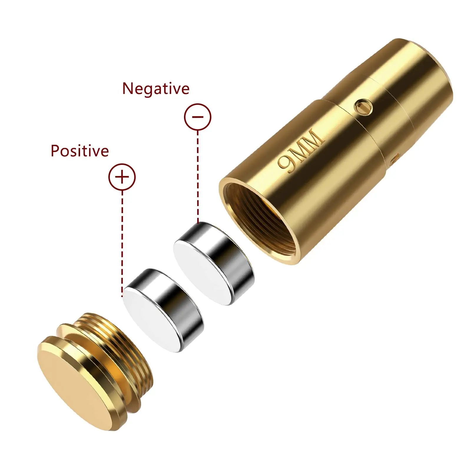 CVLIFE 9MM Bore Sight For 223 5.56mm Pistol Rifle Shotgun Red Laser Boresighter Copper Metal with 4 Sets of Batteries