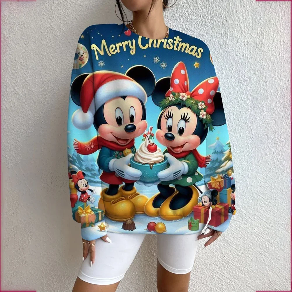 Women's Sports Pullovers O Neck Disney Christmas Series Print Loose Casual Pullovers Fashion Long Sleeve Hoodies for Women