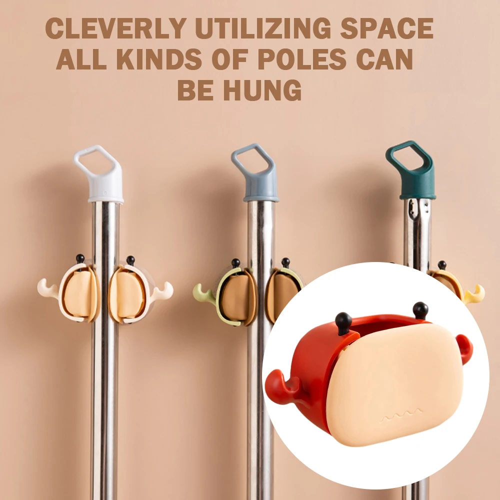 

Cartoon Punch-Free Crab-Shaped Mop Clip Stylish Hole-free Install Mop Holder For Washroom