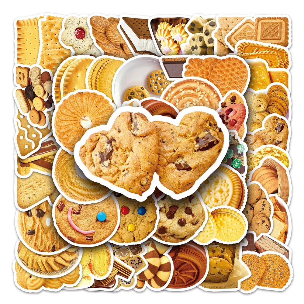 10/30/50PCS Mixed Real Cookie Stickers Funny Decoration Fridge Phone Laptop Scrapbook Classic Food Graffiti Decals Kids Gift Toy