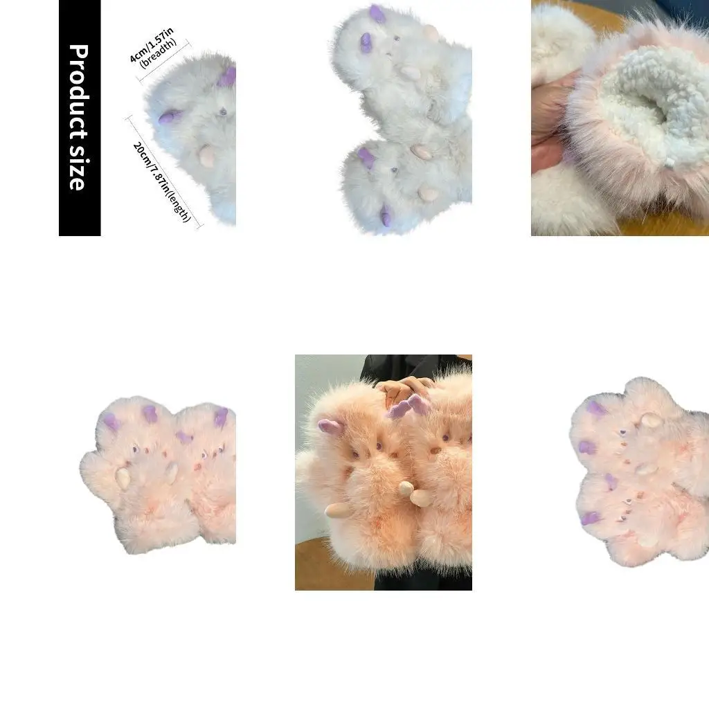 

R1WE Windproof 3D Cartoon Gloves Winter Furry Warm Plush Mittens for Outdoor Cycling