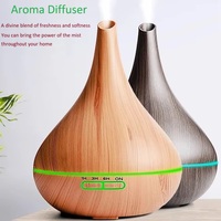 400 ML Modern Electric Humidifier Essential Aroma Oil Diffuser Ultrasonic Wood Grain Air Humidifier Mist Maker LED Light