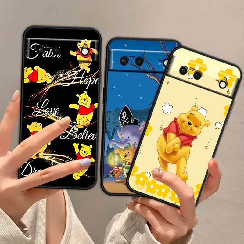 

Cute Winnie the Pooh Anime For Google Pixel 9a 9 8A 8 7 7A 6 6A Pro XL 2024 5G Black Soft TPU Silicone Cover Phone Case