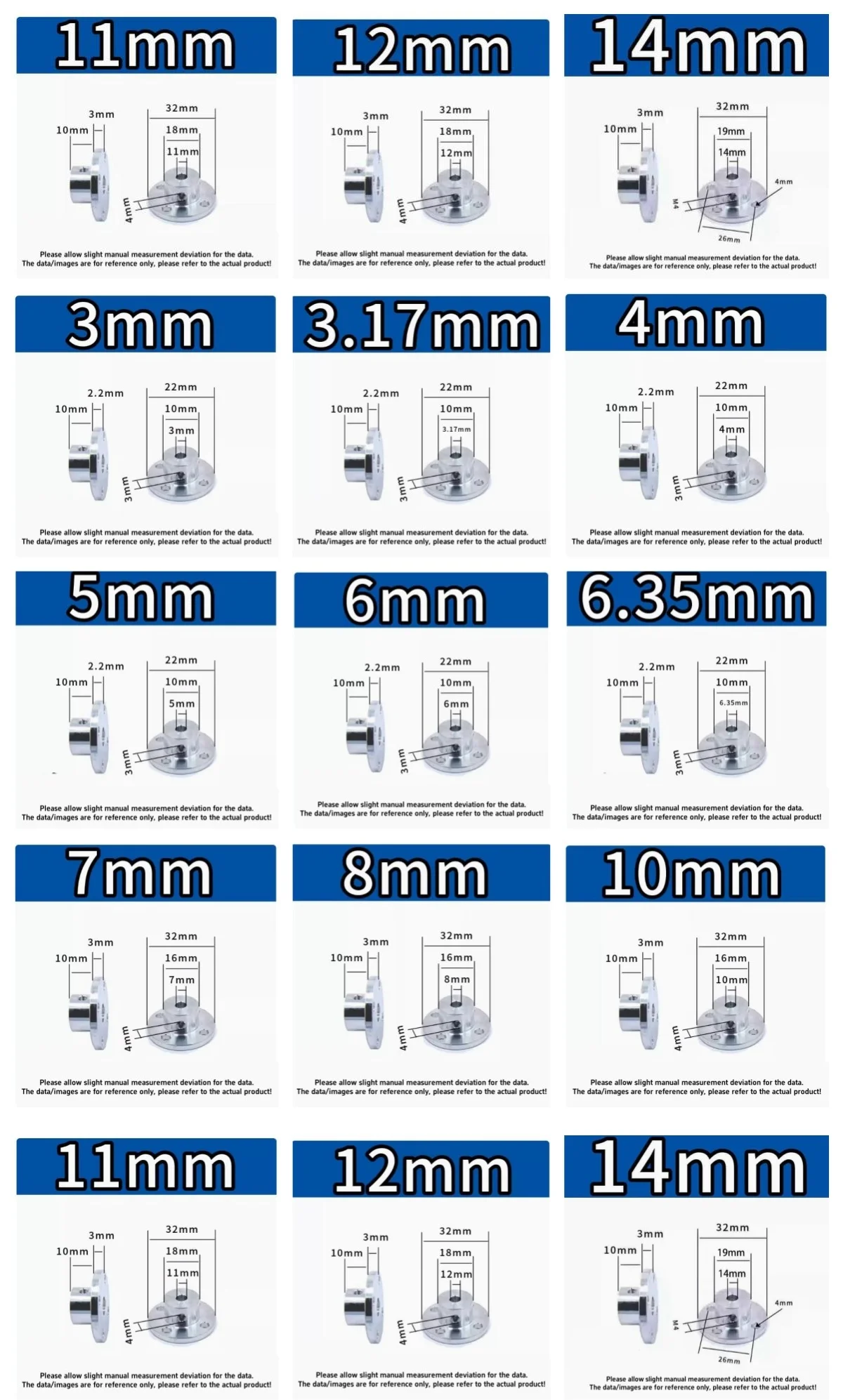 1/2/5pcs Rigid Flange Coupling 3/3.17/4/5/6/6.35/7/8/10/11/12mm Motor Guide Shaft Coupler Connector With Screw Wrench