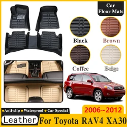 Car Leather Floor Mats For Toyota RAV4 XA30 2006 2007~2012 Waterproof LHD Pads Interior Spare Replacement Part Auto Accessories