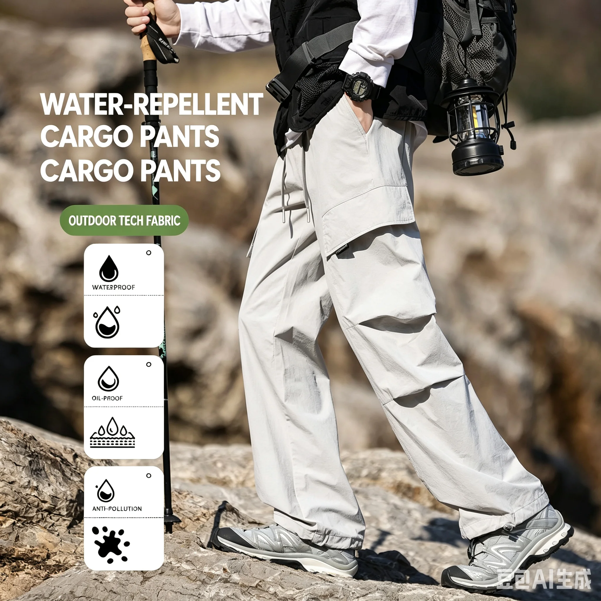 Men Retro Workwear Multi Pocket Cargo Pants Loose Straight Casual Trousers Streetwear High Street Trendy Couple Matching Pants S