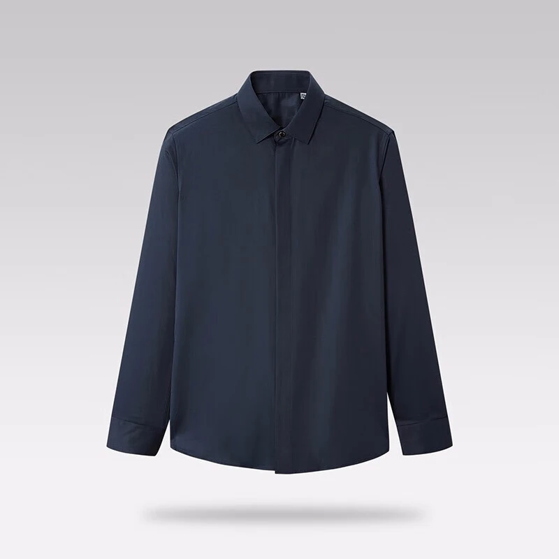 

Гладкая однотонная мужская рубашка с длинным рукавом, не мнущаяся, для делового и повседневного стиля, для поездок на работу, для мужчин среднего и молодого возраста, весенний сезон