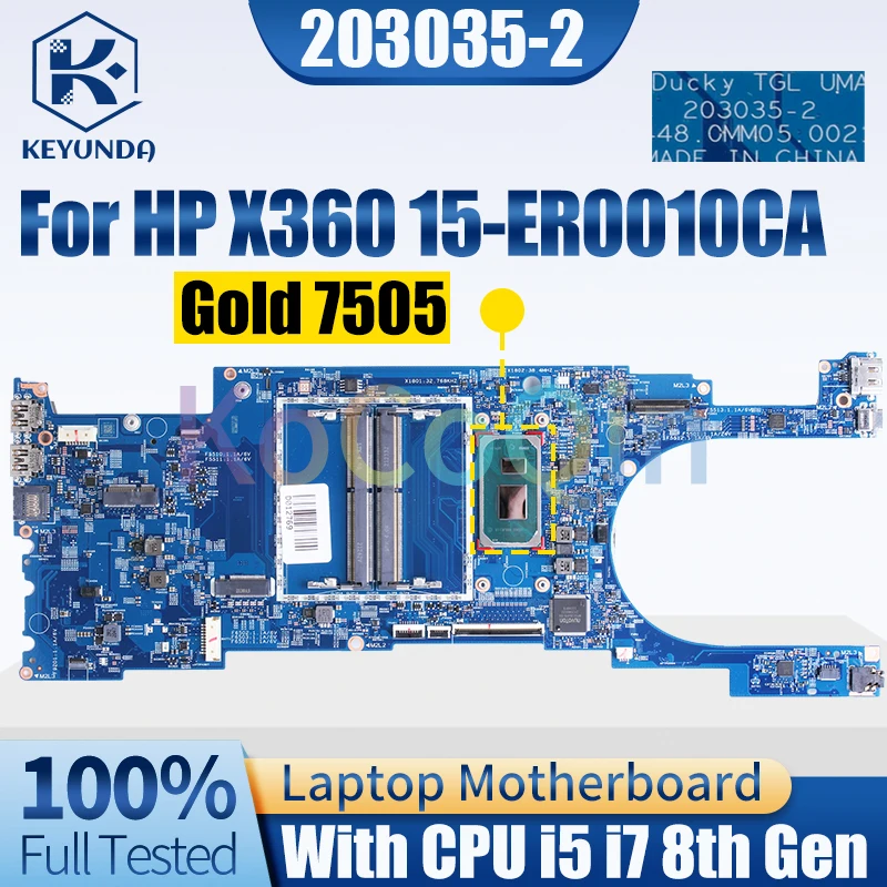 

203035-2 For HP X360 15-ER0010CA Notebook Mainboard Gold 7505 i5-1135G7 i7-1165G7 M45126-601 Laptop Motherboard Full Tested