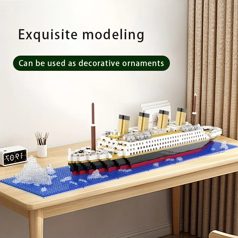 Simulation of Titanic High difficulty building block micro particle toy puzzle assembly cruise ship model children\'s gift