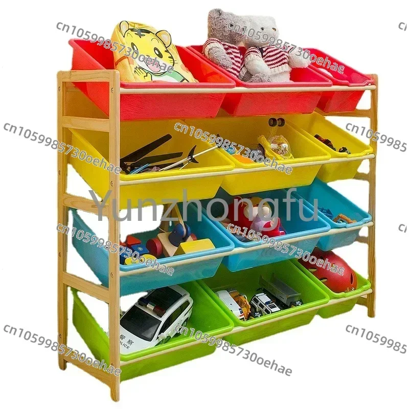 Multi-layer HouseholdToy Storage Cabinet Baby Bookshelf Rack  Shelf Wood