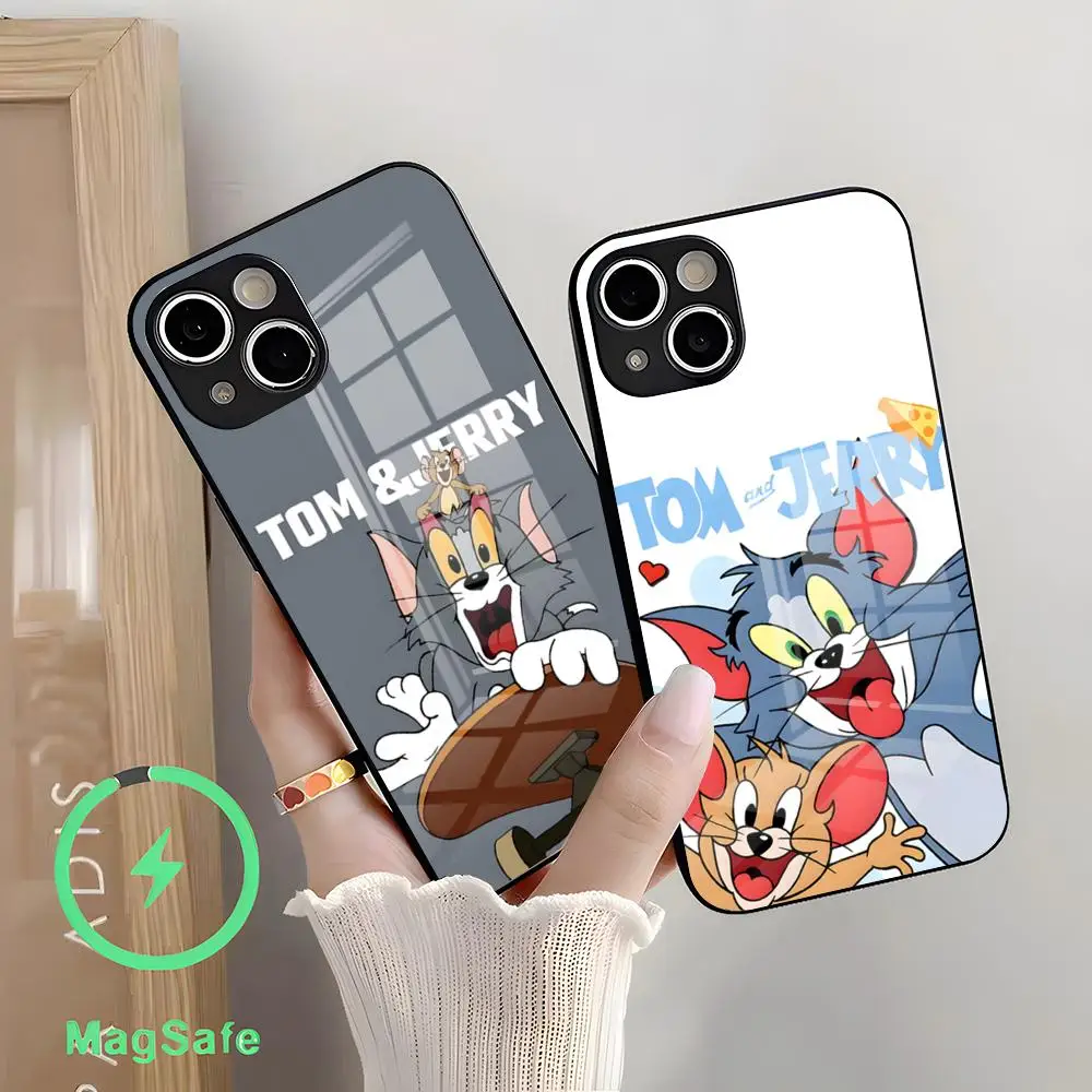 Cartoon J-Jerrys T-Toms Phone Case For Iphone 17 Air 16 15 14 Plus 13 12 Mini 11 Pro Max Glass Magnetic Case