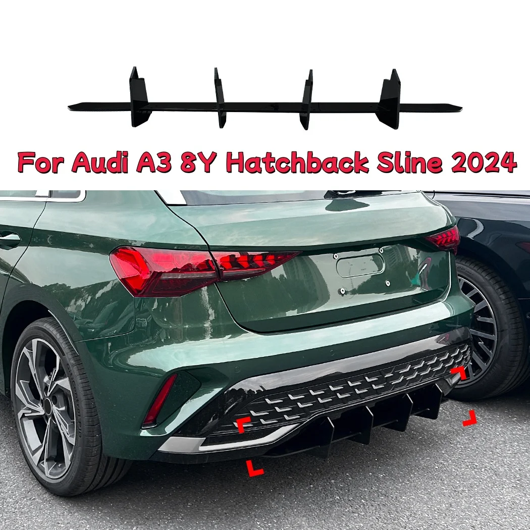 

Для Audi A3 8Y Hatchback Sline 2024 2025: Задний бампер, диффузор, нижний спойлер, защитная накладка, обвес, тюнинг-комплект