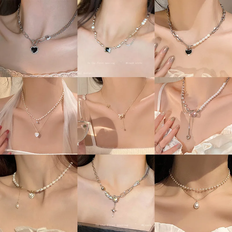 Ins Style Pearl Necklace Accessories for Women's Summer Design, High-end Necklaces, Light Luxury Collarbone Chain Accessories