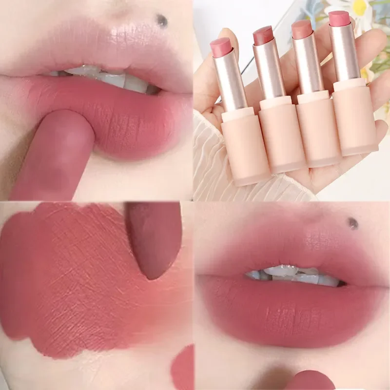 Lápiz labial mate resistente al agua, maquillaje de larga duración, no pegajoso, hidratante, terciopelo rojo, tinte labial Nude