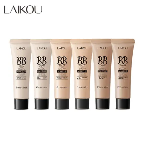 LAIKOU BB 크림 페이스 베이스 리퀴드 파운데이션 메이크업 방수성 오래 지속되는 페이셜 컨실러 화이트닝 크림 한국 메이크업