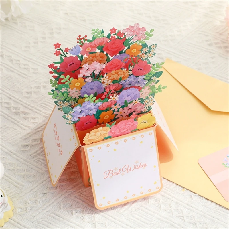 Celebrate with 3D Flower Card Decorative 3D Card Everyone Share Warm Greetings H7EA