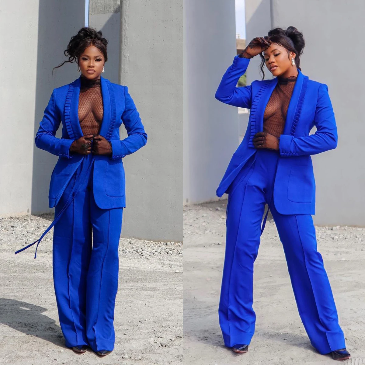 

Plus Size Royal Blue Women Wedding Tuxedos Custom Made Blazer Sets 2 Pieces For Guest Wear Mother Of The Bride Pants Suits