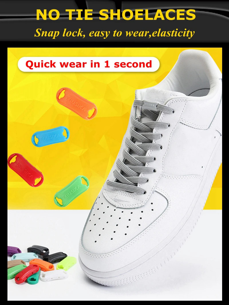 Elastic Shoe Laces Buckle Lock No Tie Shoelaces Sneakers Flat Woven Shoelace without Ties Kids Adult Rubber Bands for Shoes